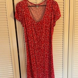 Old Navy Floral Short Sleeve A-line Midi Dress